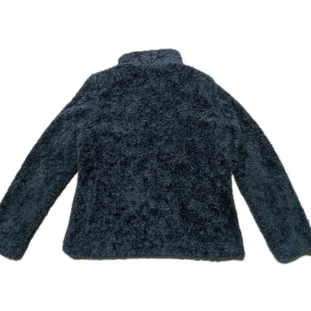 Pendleton Sherpa Fleece Jacket Women M Blue Plaid Accent Full Zip Mock Neck - Picture 6 of 15